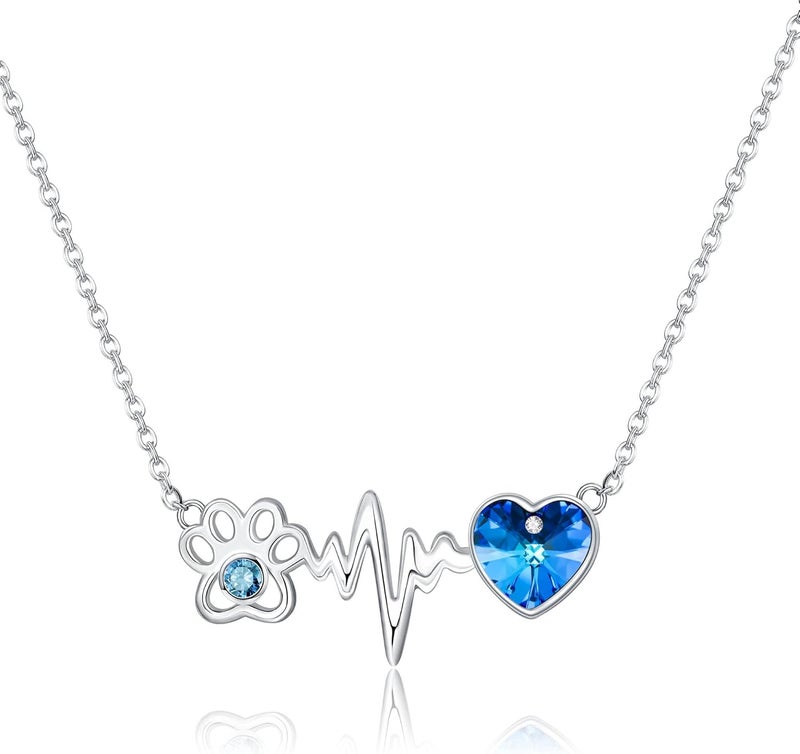 ONEFINITY Store Paw Print Necklace 925 Sterling Silver Cat Dog Paw Pendant Jewelry for Women Pet Lover Gifts - Image 1